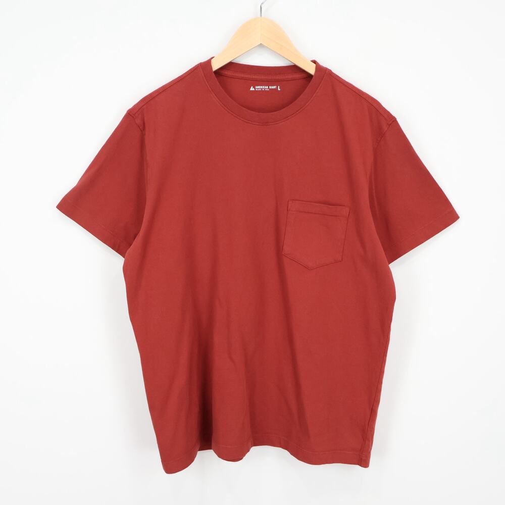 American Giant Men's Short Sleeve Pocket Tee Spiced Apple Red Size L NWOT